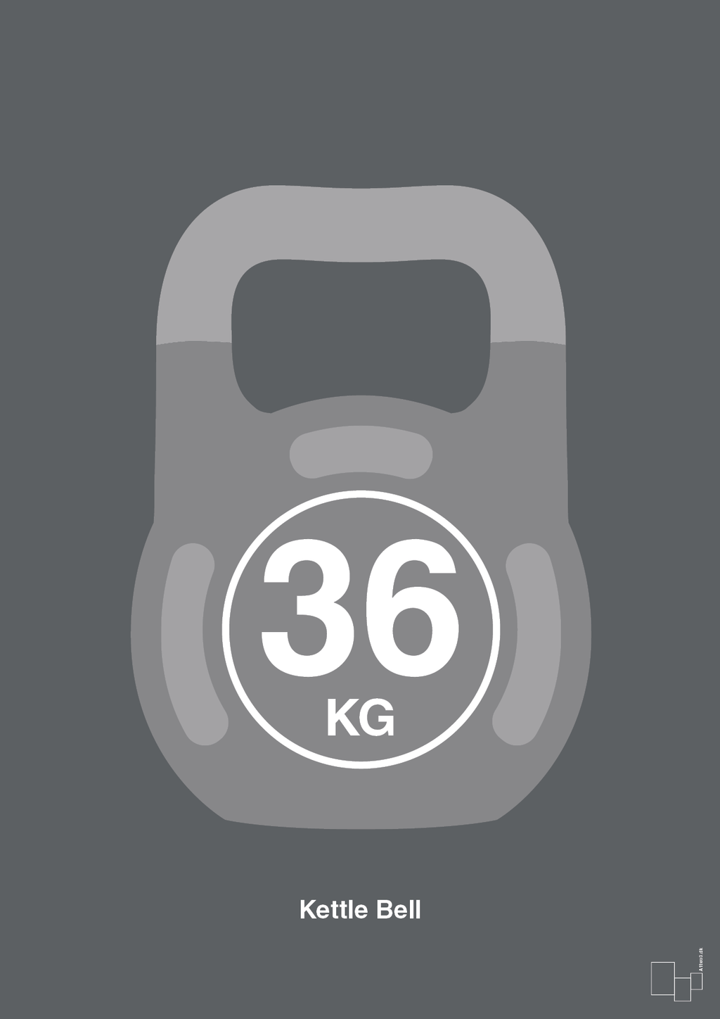 plakat: kettle bell 36 kg - graphic charcoal-Fitness-A1two3