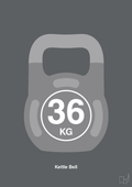 plakat: kettle bell 36 kg - graphic charcoal-Fitness-A1two3