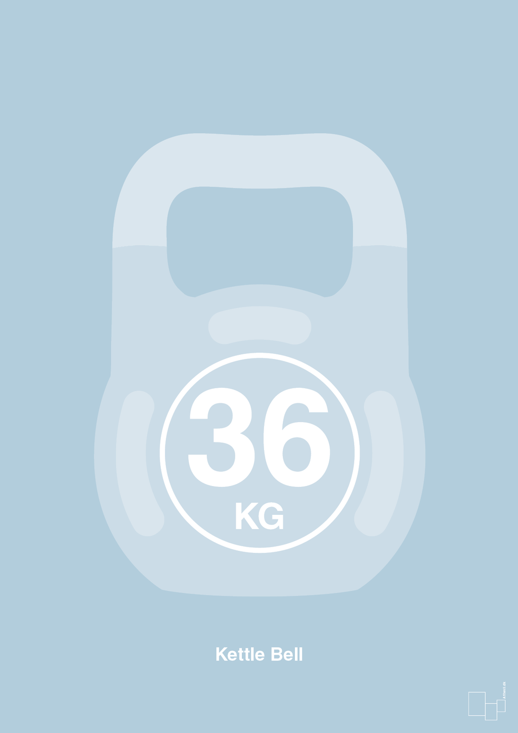 plakat: kettle bell 36 kg - heavenly blue-Fitness-A1two3