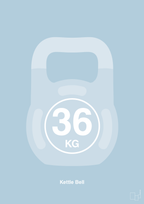 plakat: kettle bell 36 kg - heavenly blue-Fitness-A1two3