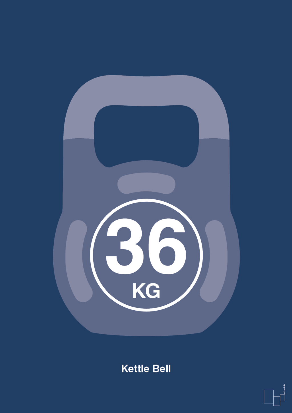 plakat: kettle bell 36 kg - lapis blue-Fitness-A1two3