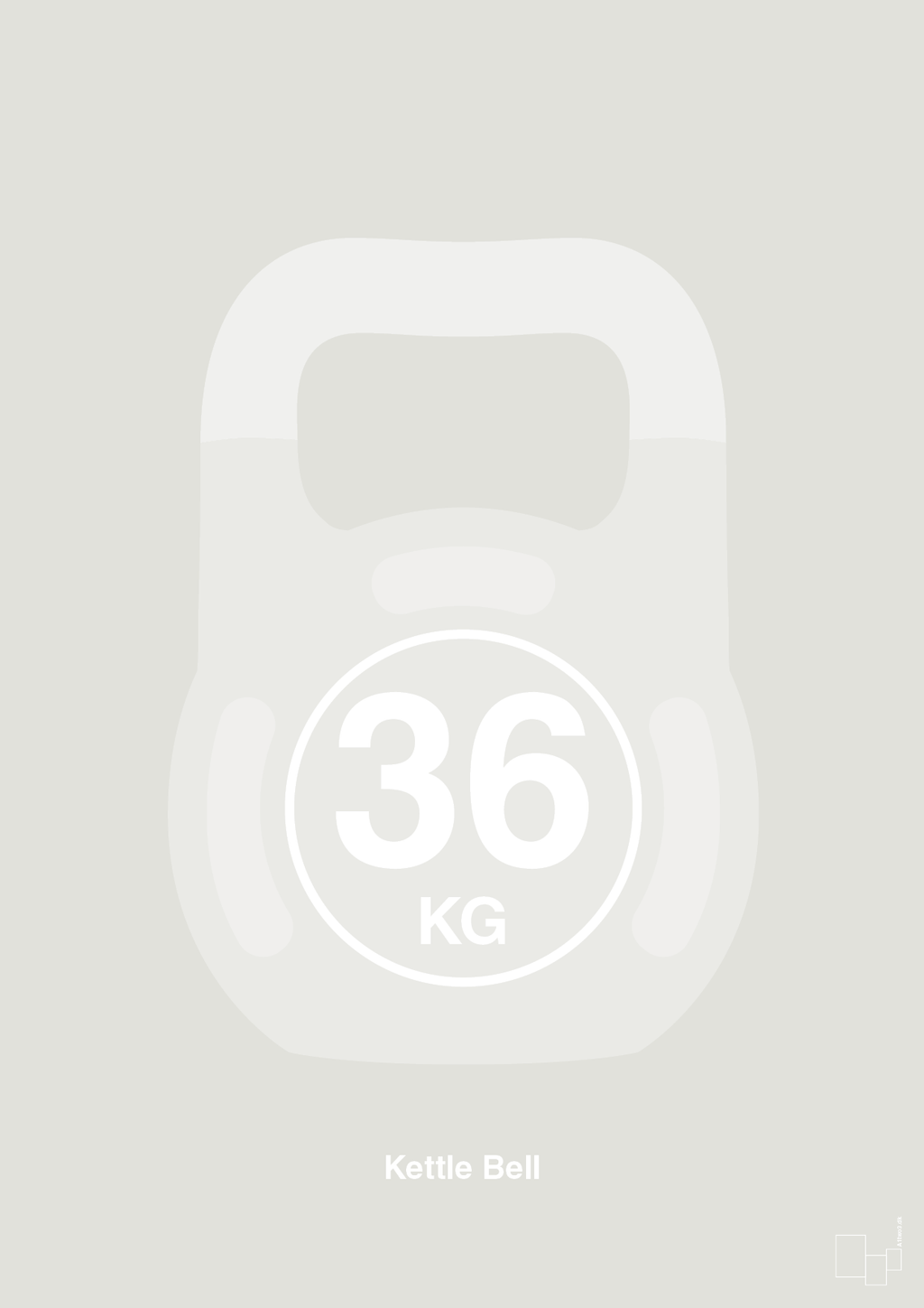 plakat: kettle bell 36 kg - painters white-Fitness-A1two3