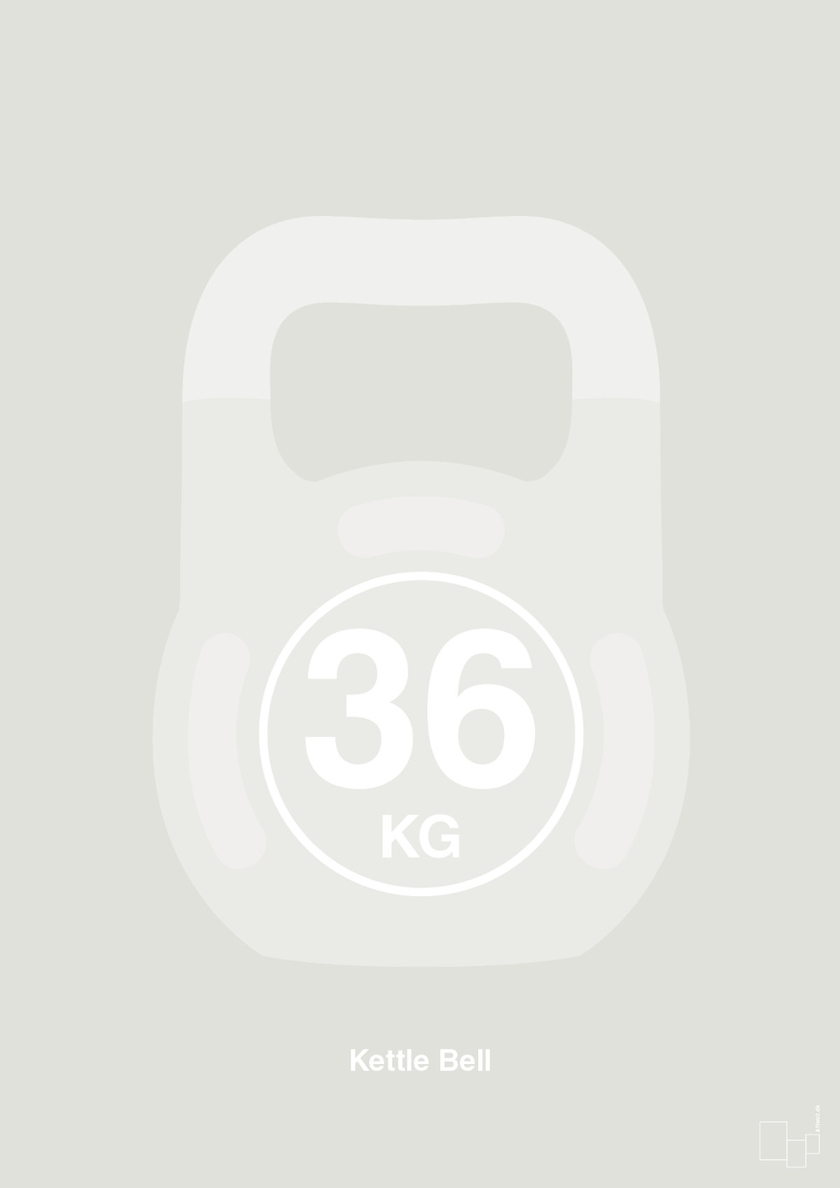 plakat: kettle bell 36 kg - painters white-Fitness-A1two3