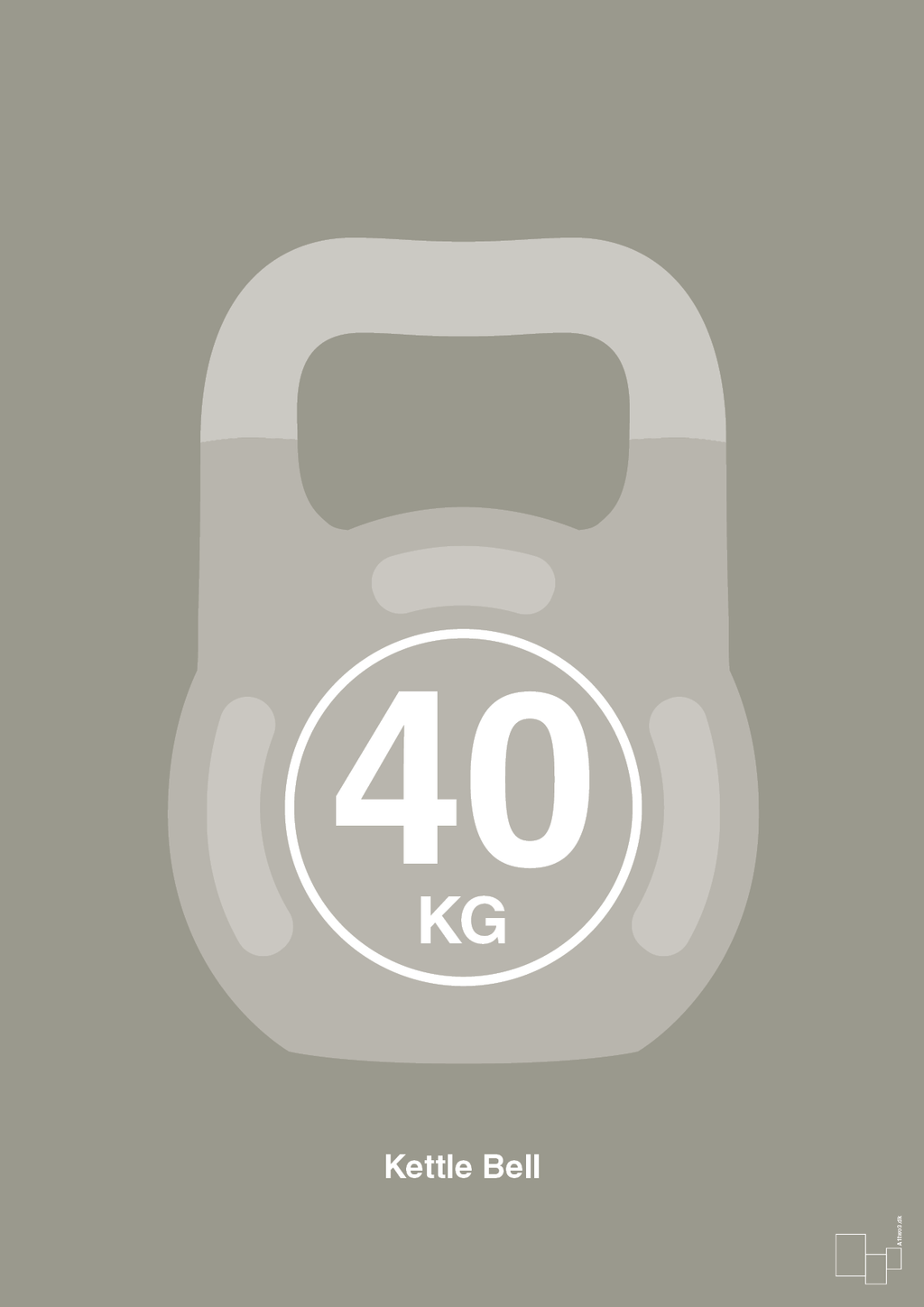 plakat: kettle bell 40 kg - battleship gray-Fitness-A1two3