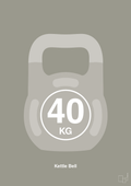 plakat: kettle bell 40 kg - battleship gray-Fitness-A1two3
