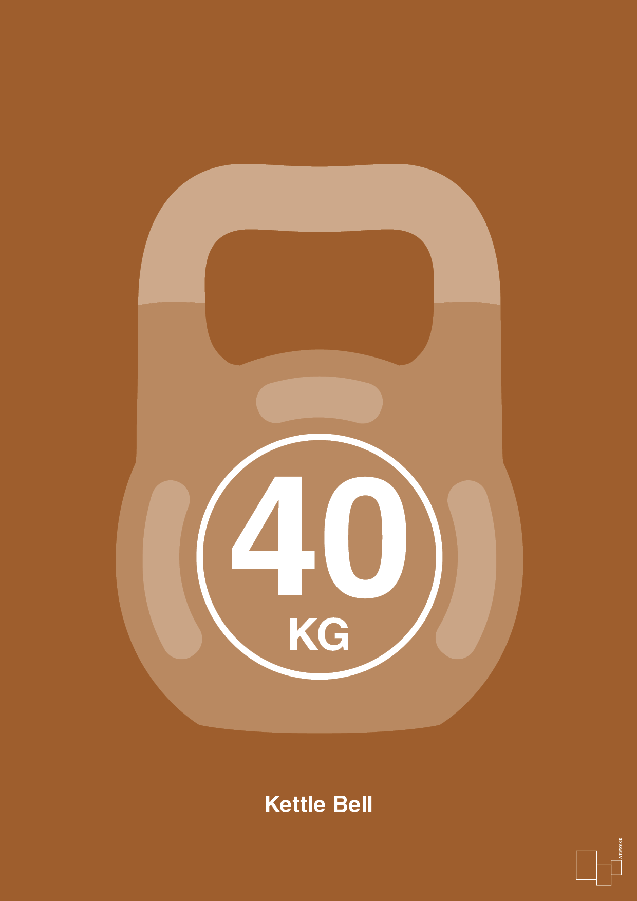 plakat: kettle bell 40 kg - cognac-Fitness-A1two3