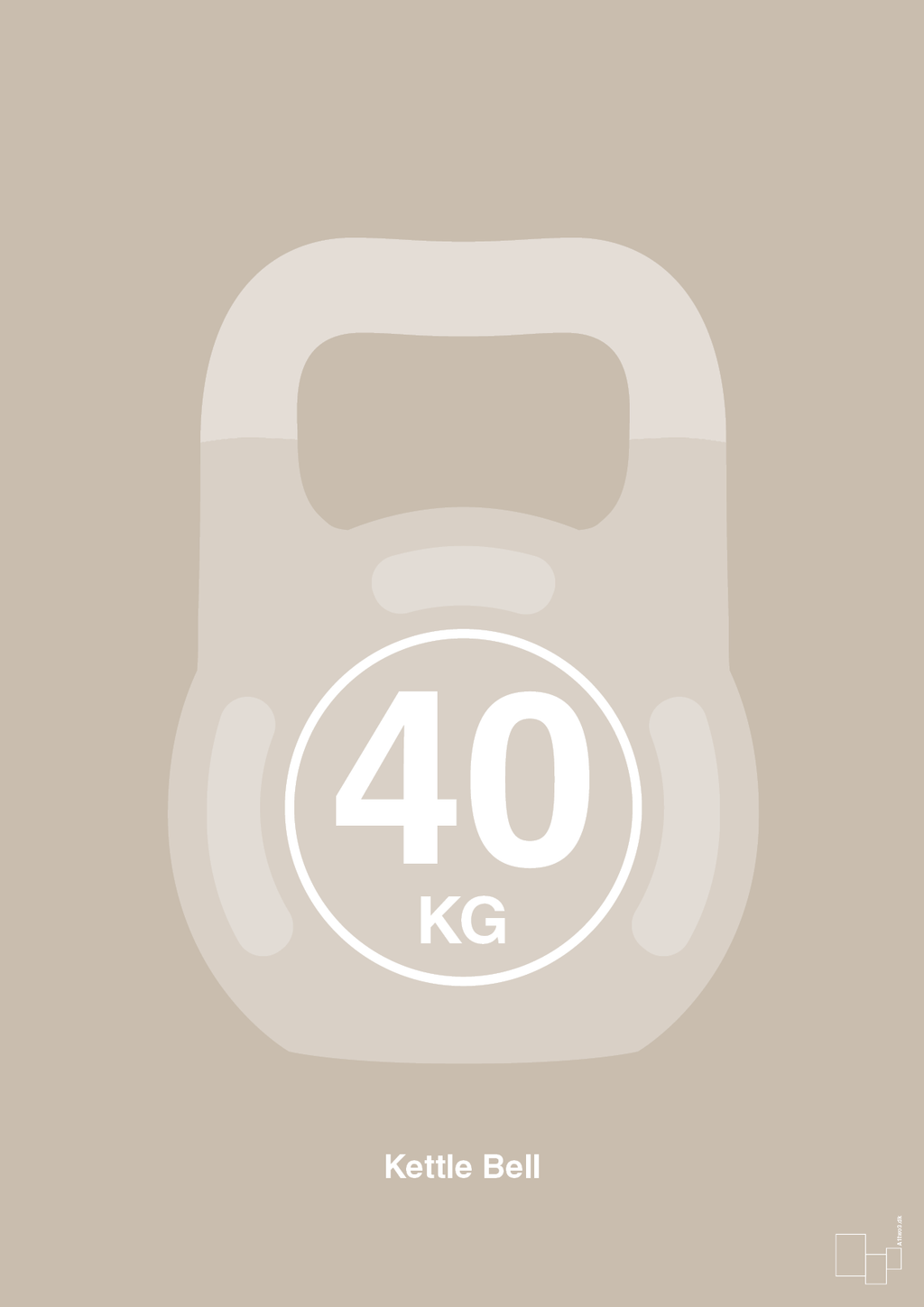 plakat: kettle bell 40 kg - creamy mushroom-Fitness-A1two3