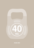 plakat: kettle bell 40 kg - creamy mushroom-Fitness-A1two3