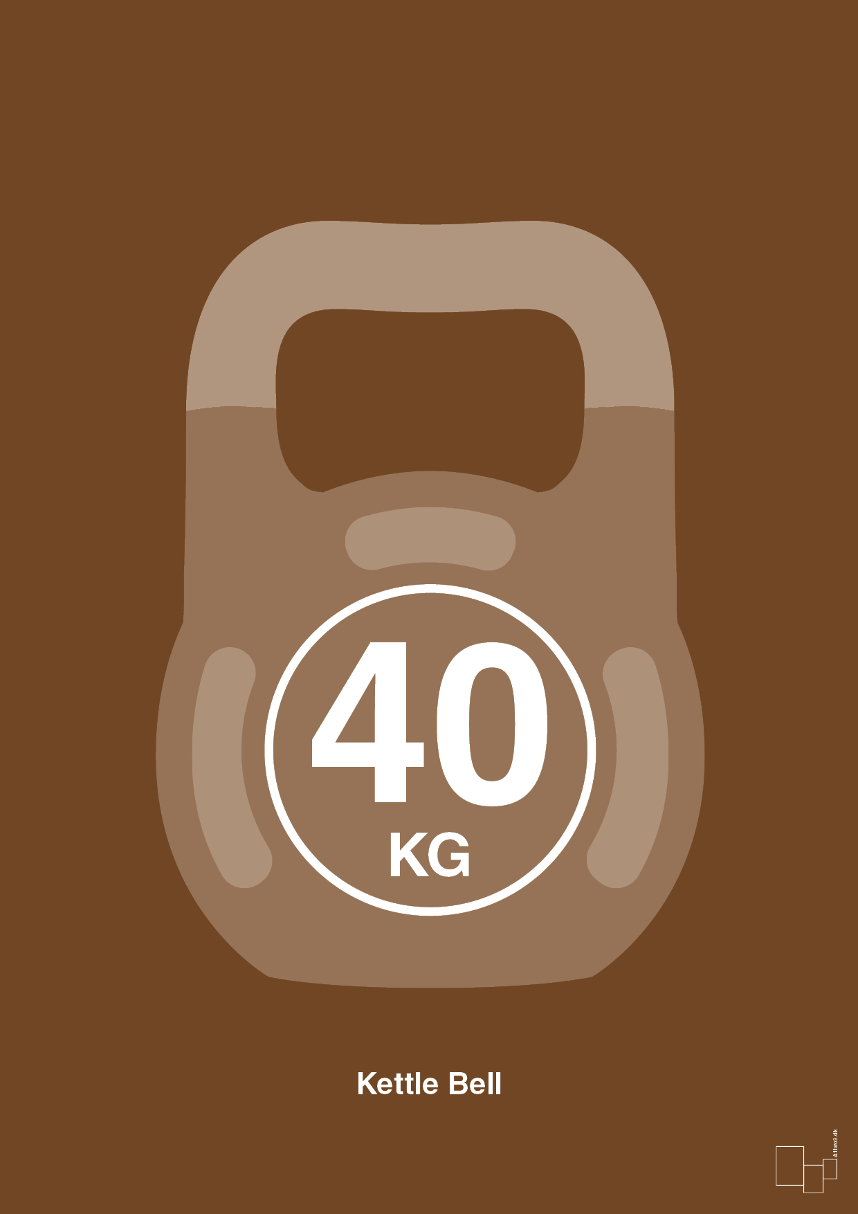plakat: kettle bell 40 kg - dark brown-Fitness-A1two3