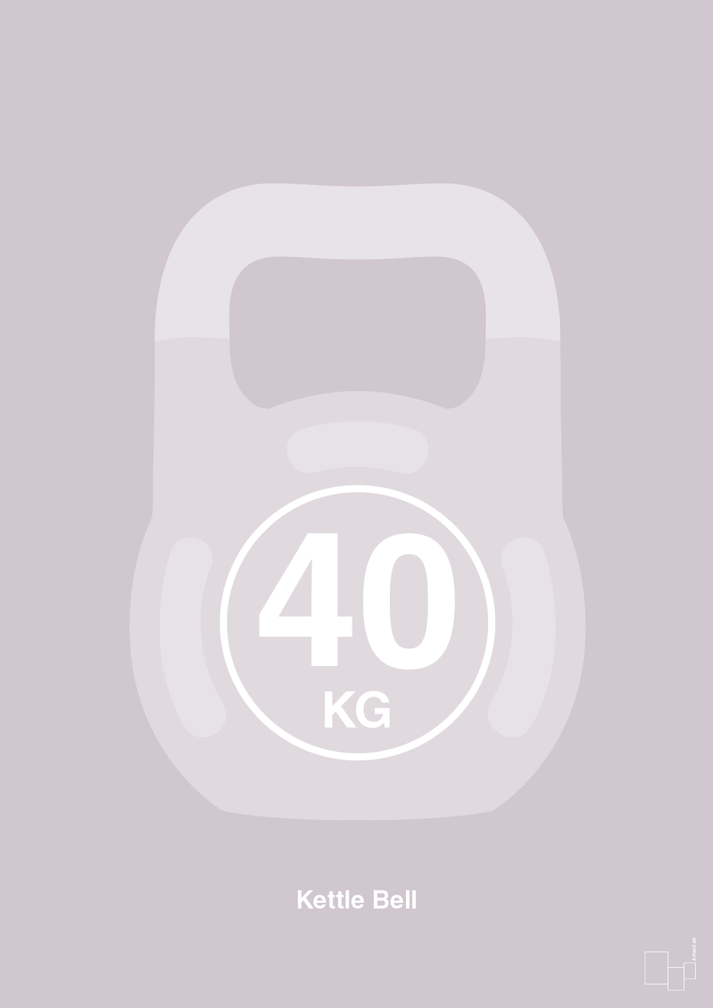 plakat: kettle bell 40 kg - dusty lilac-Fitness-A1two3