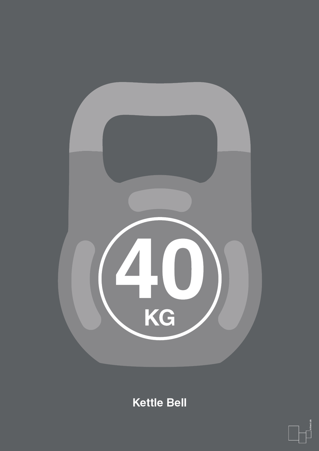 plakat: kettle bell 40 kg - graphic charcoal-Fitness-A1two3