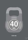 plakat: kettle bell 40 kg - graphic charcoal-Fitness-A1two3