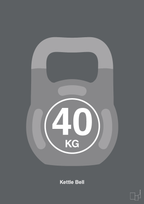plakat: kettle bell 40 kg - graphic charcoal-Fitness-A1two3