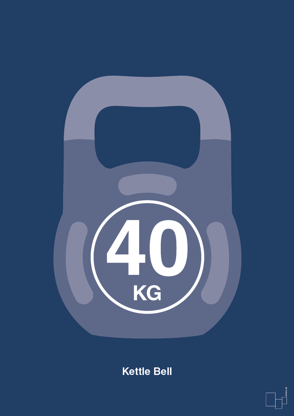 plakat: kettle bell 40 kg - lapis blue-Fitness-A1two3
