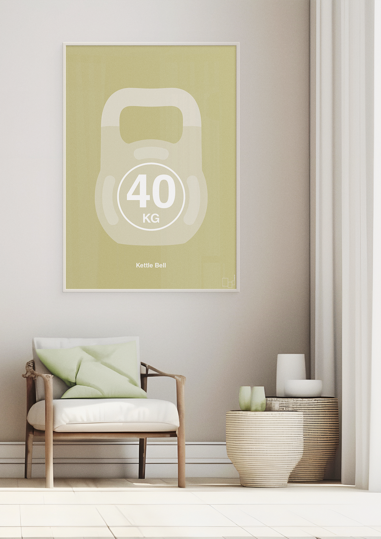 plakat: kettle bell 40 kg - graphic charcoal-Fitness-A1two3