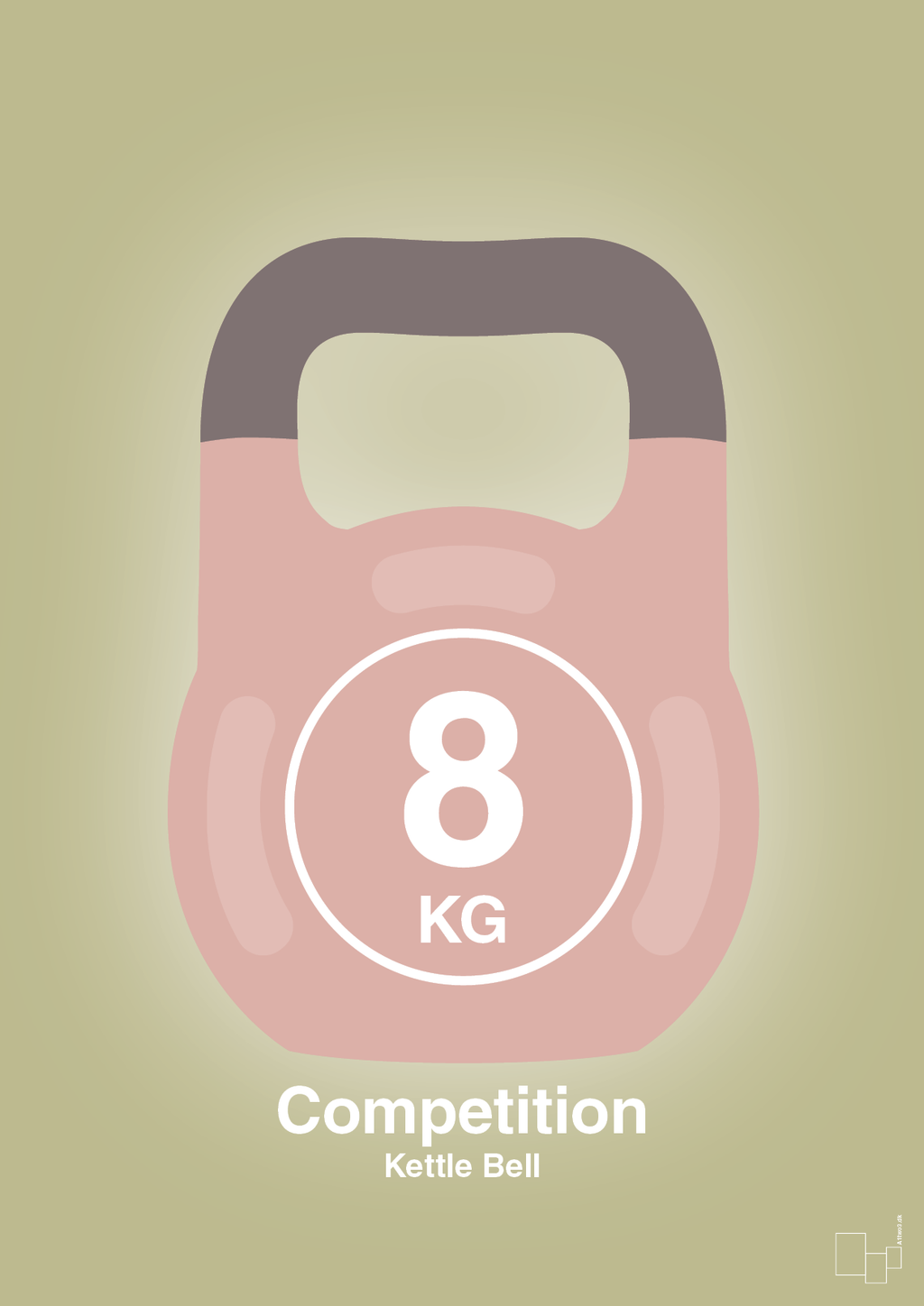 plakat: kettle bell 8 kg - competition color - back to nature-Fitness-A1two3