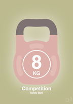 plakat: kettle bell 8 kg - competition color - back to nature-Fitness-A1two3