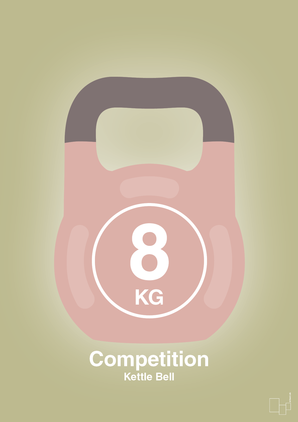 plakat: kettle bell 8 kg - competition color - back to nature-Fitness-A1two3
