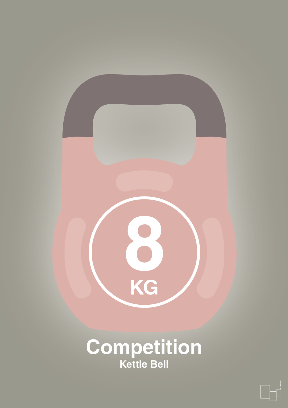 plakat: kettle bell 8 kg - competition color - battleship gray-Fitness-A1two3