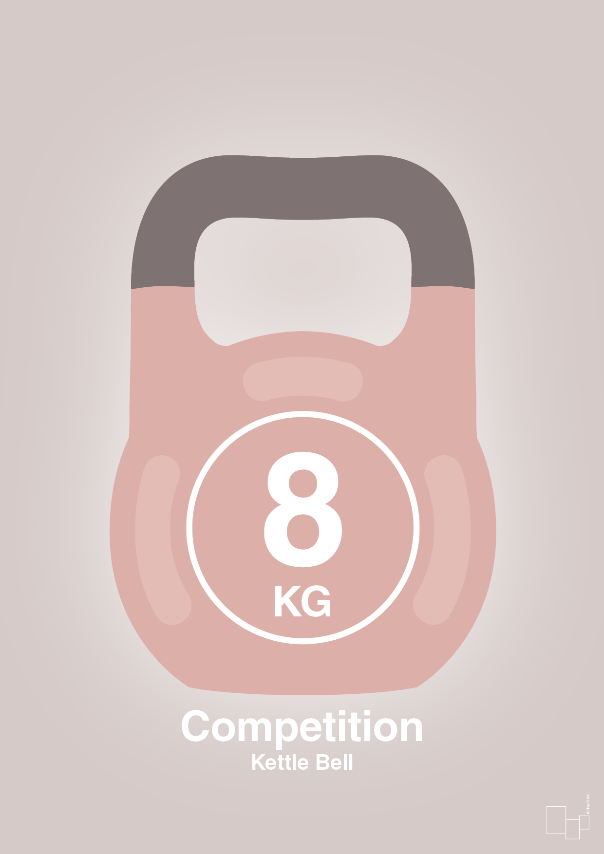 plakat: kettle bell 8 kg - competition color - broken beige-Fitness-A1two3