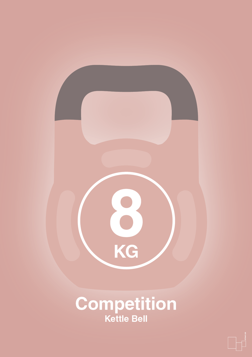 plakat: kettle bell 8 kg - competition color - bubble shell-Fitness-A1two3