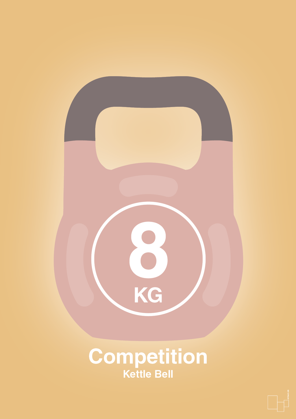 plakat: kettle bell 8 kg - competition color - charismatic-Fitness-A1two3