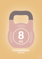 plakat: kettle bell 8 kg - competition color - charismatic-Fitness-A1two3