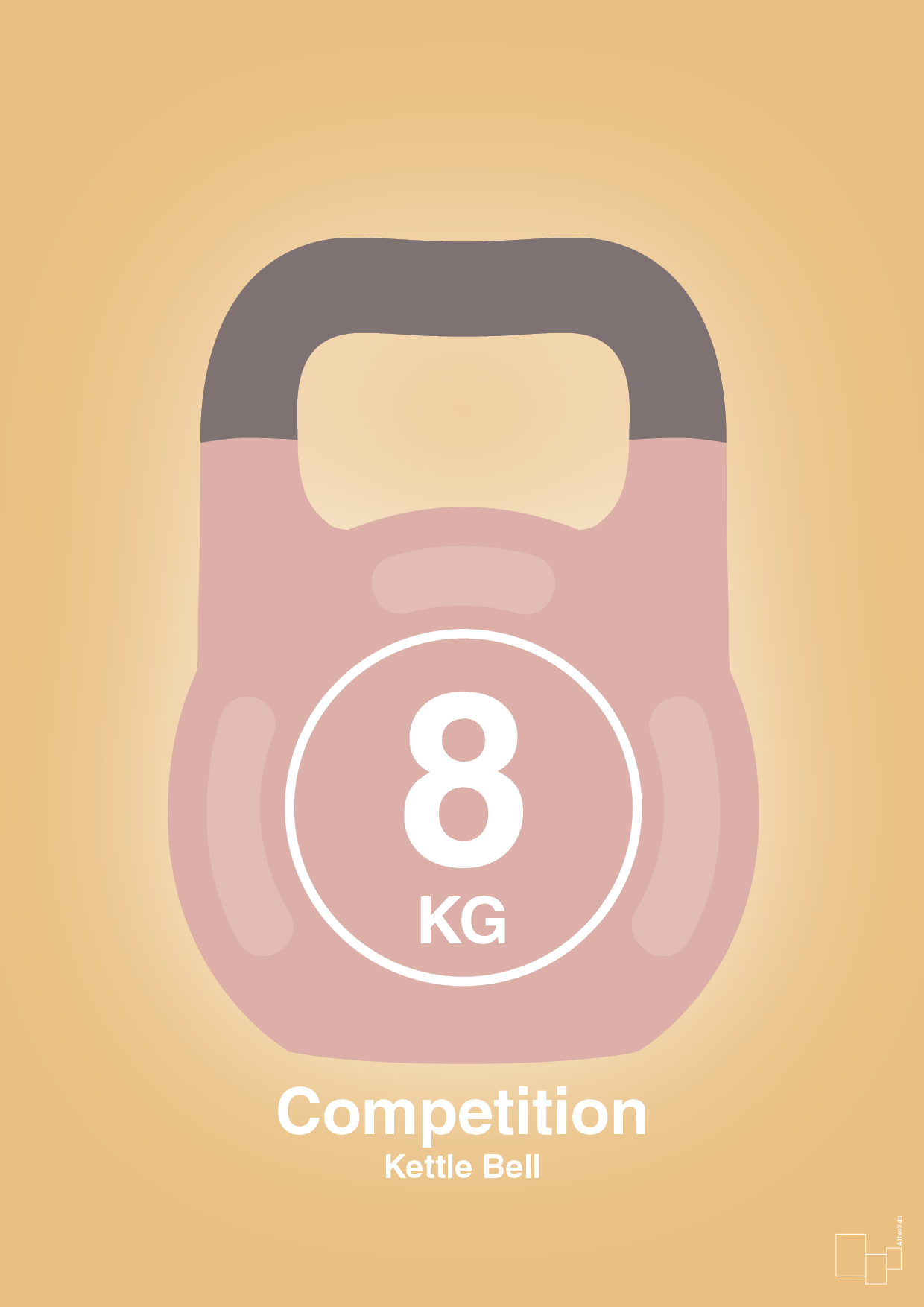 plakat: kettle bell 8 kg - competition color - charismatic-Fitness-A1two3