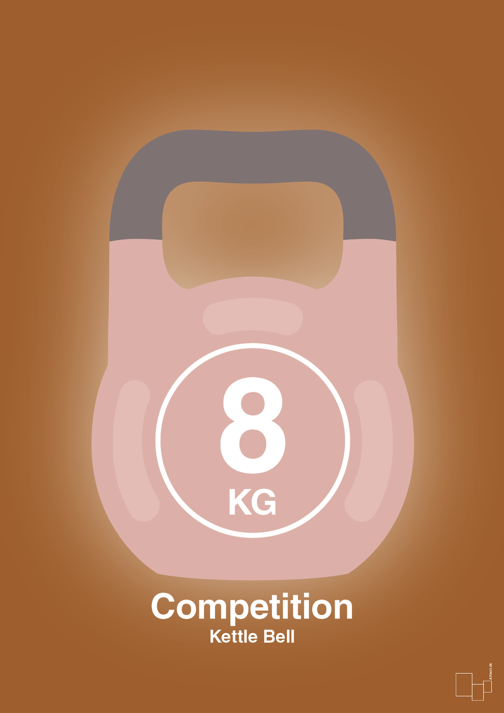 plakat: kettle bell 8 kg - competition color - cognac-Fitness-A1two3