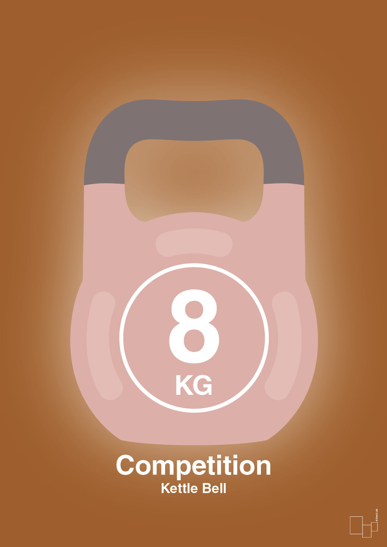 plakat: kettle bell 8 kg - competition color - cognac-Fitness-A1two3