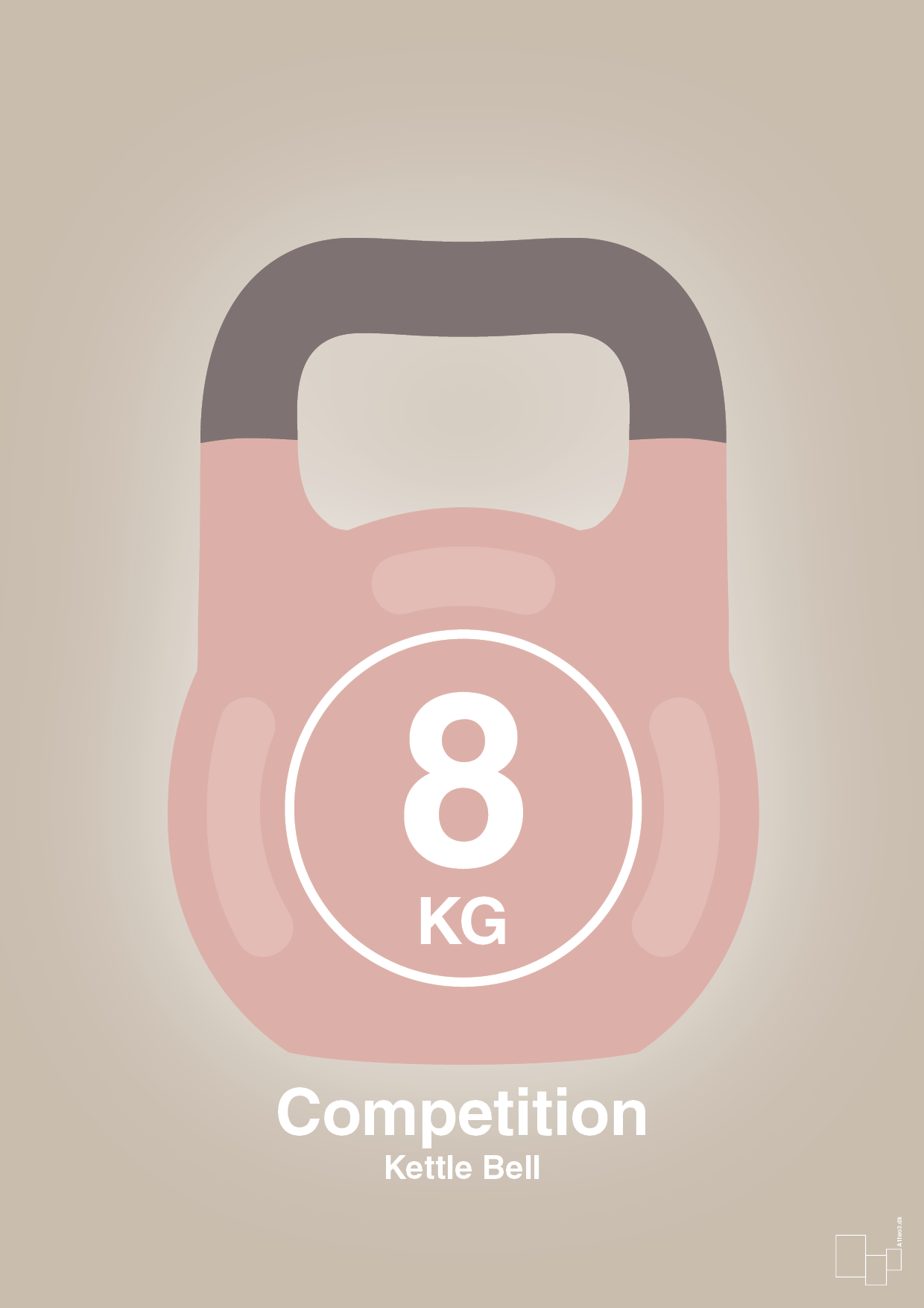 plakat: kettle bell 8 kg - competition color - creamy mushroom-Fitness-A1two3