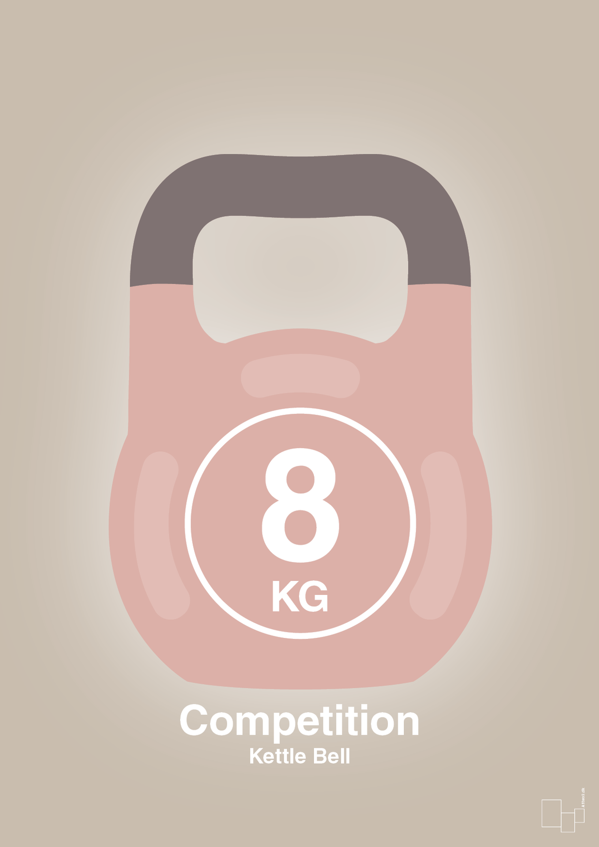 plakat: kettle bell 8 kg - competition color - creamy mushroom-Fitness-A1two3