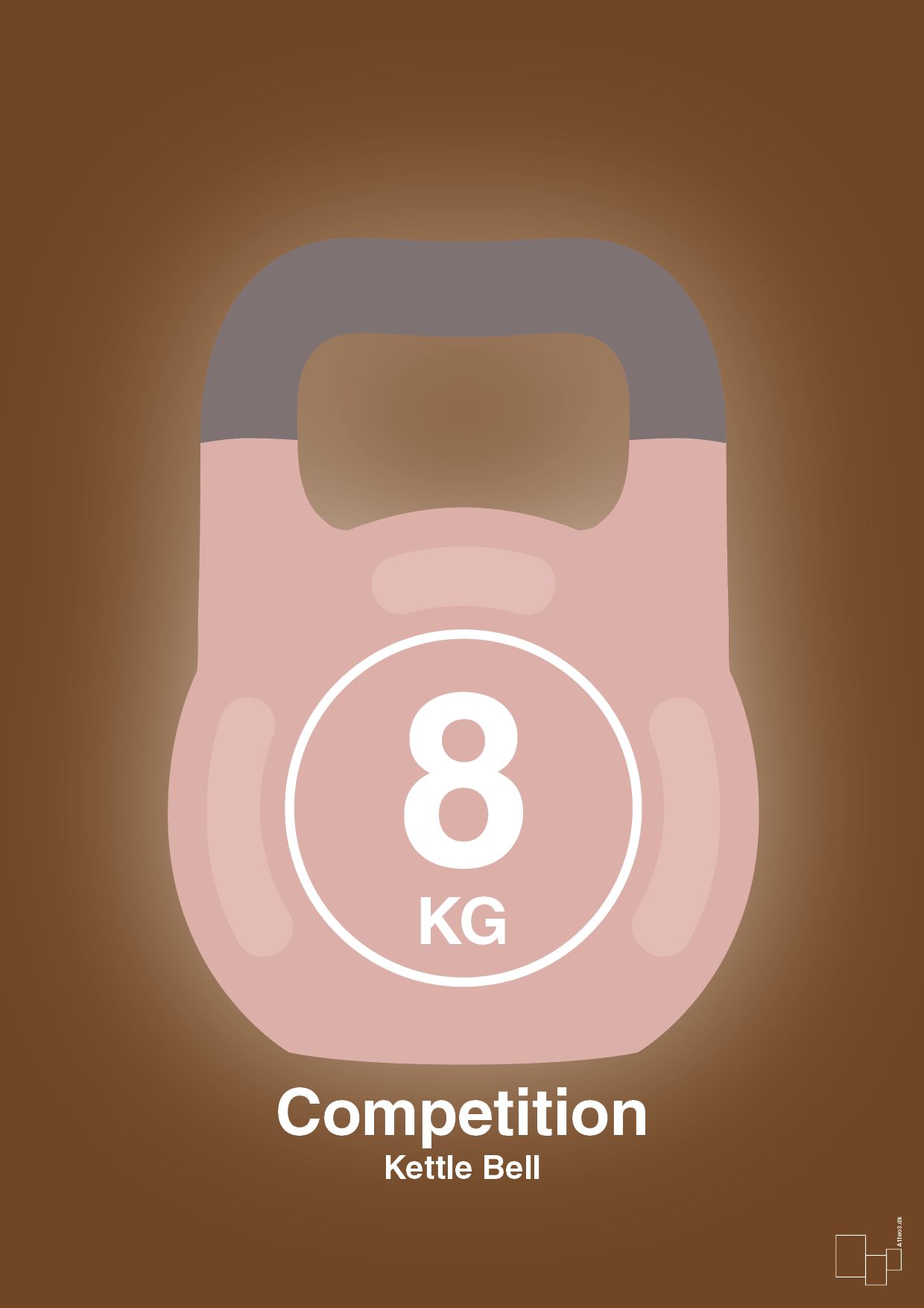 plakat: kettle bell 8 kg - competition color - dark brown-Fitness-A1two3