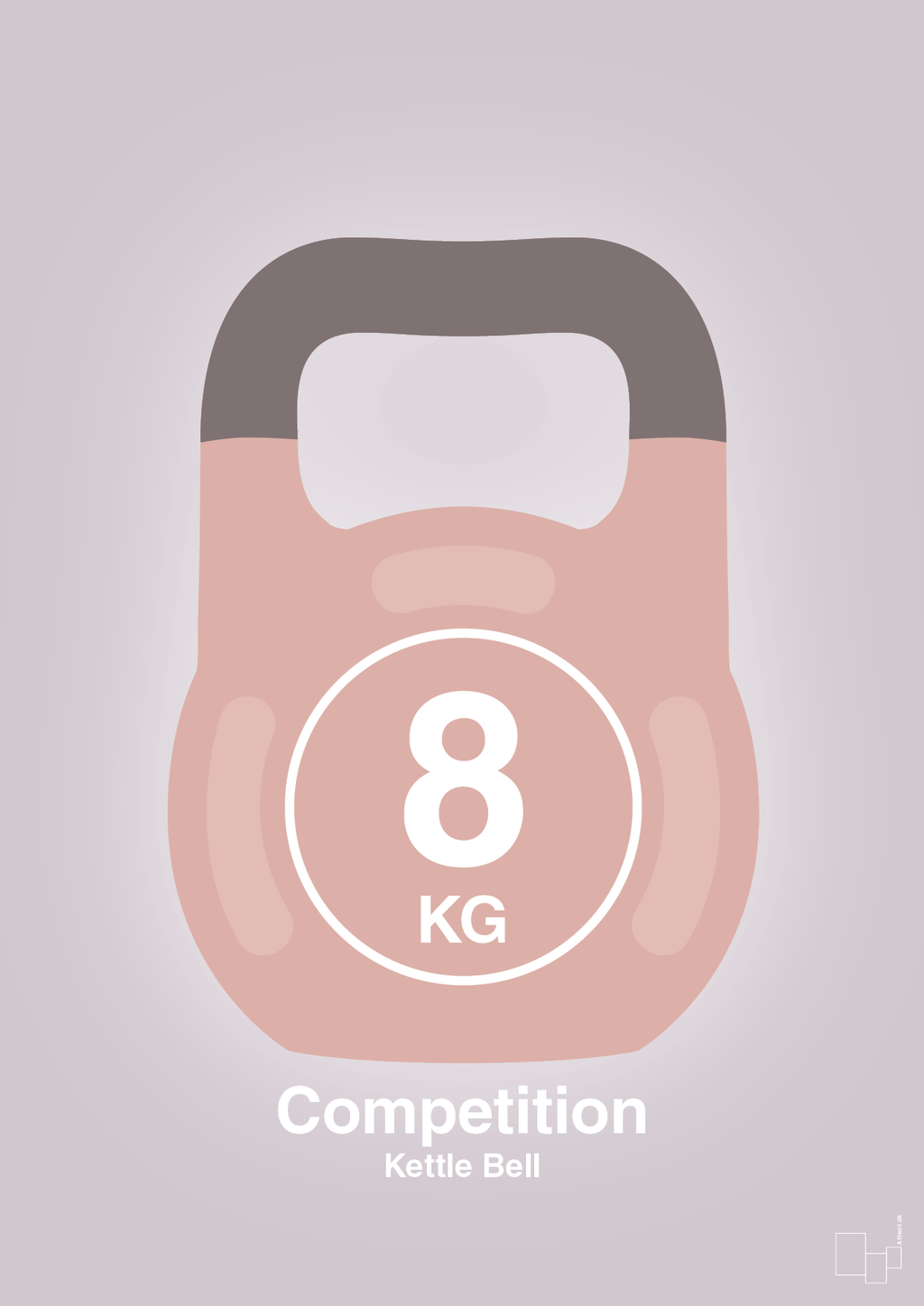 plakat: kettle bell 8 kg - competition color - dusty lilac-Fitness-A1two3