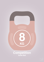 plakat: kettle bell 8 kg - competition color - dusty lilac-Fitness-A1two3