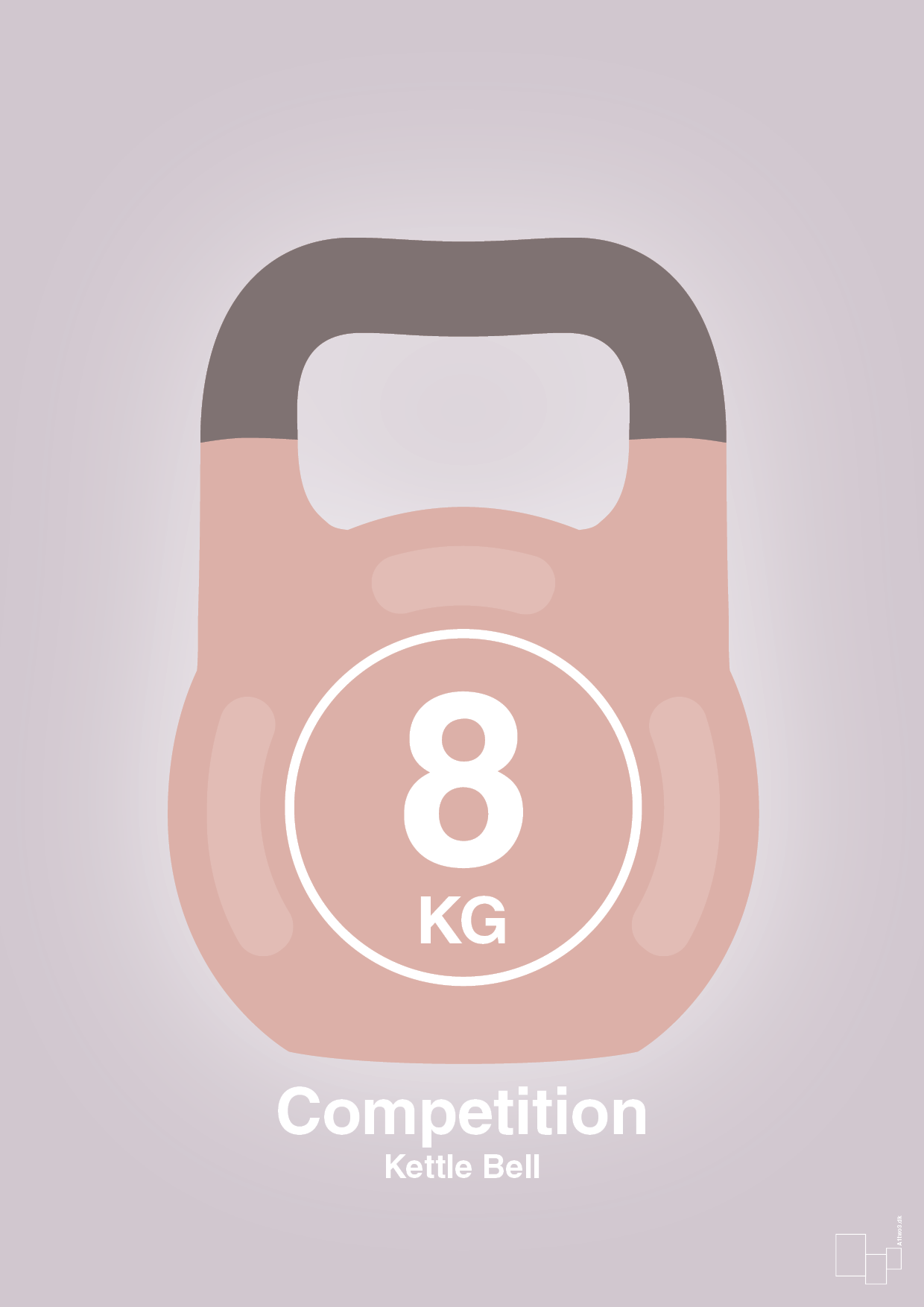 plakat: kettle bell 8 kg - competition color - dusty lilac-Fitness-A1two3