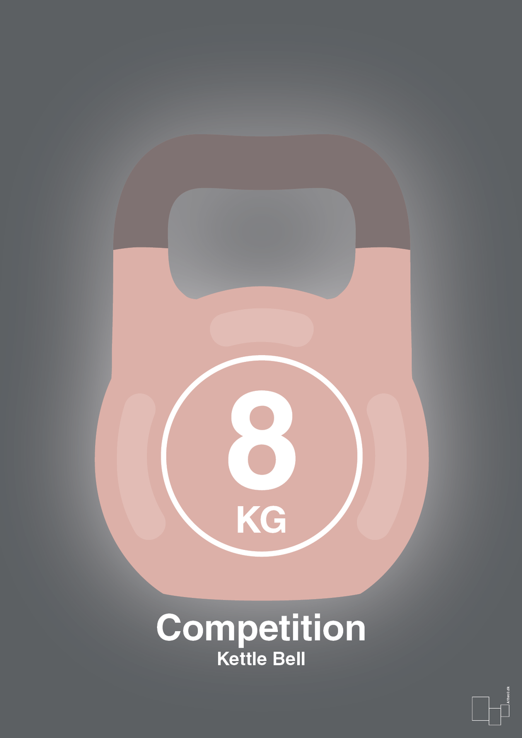 plakat: kettle bell 8 kg - competition color - graphic charcoal-Fitness-A1two3