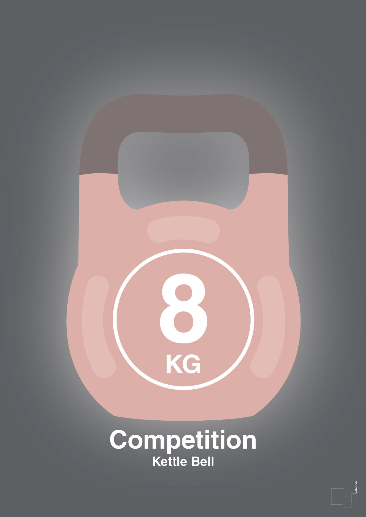 plakat: kettle bell 8 kg - competition color - graphic charcoal-Fitness-A1two3