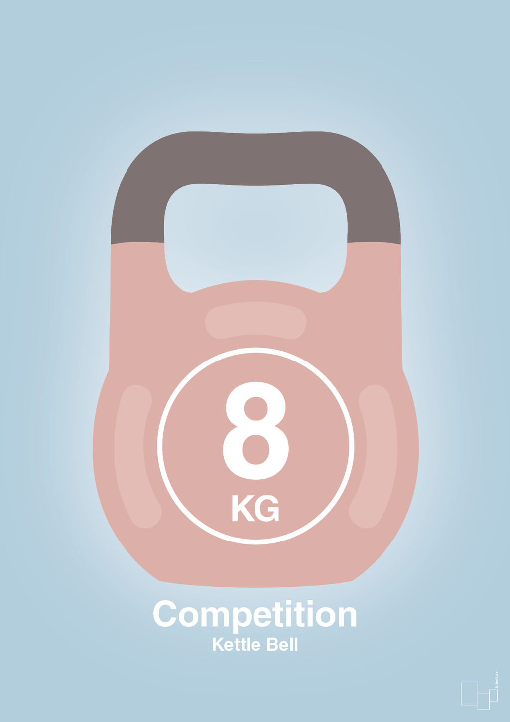 plakat: kettle bell 8 kg - competition color - heavenly blue-Fitness-A1two3
