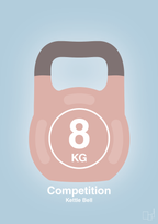 plakat: kettle bell 8 kg - competition color - heavenly blue-Fitness-A1two3