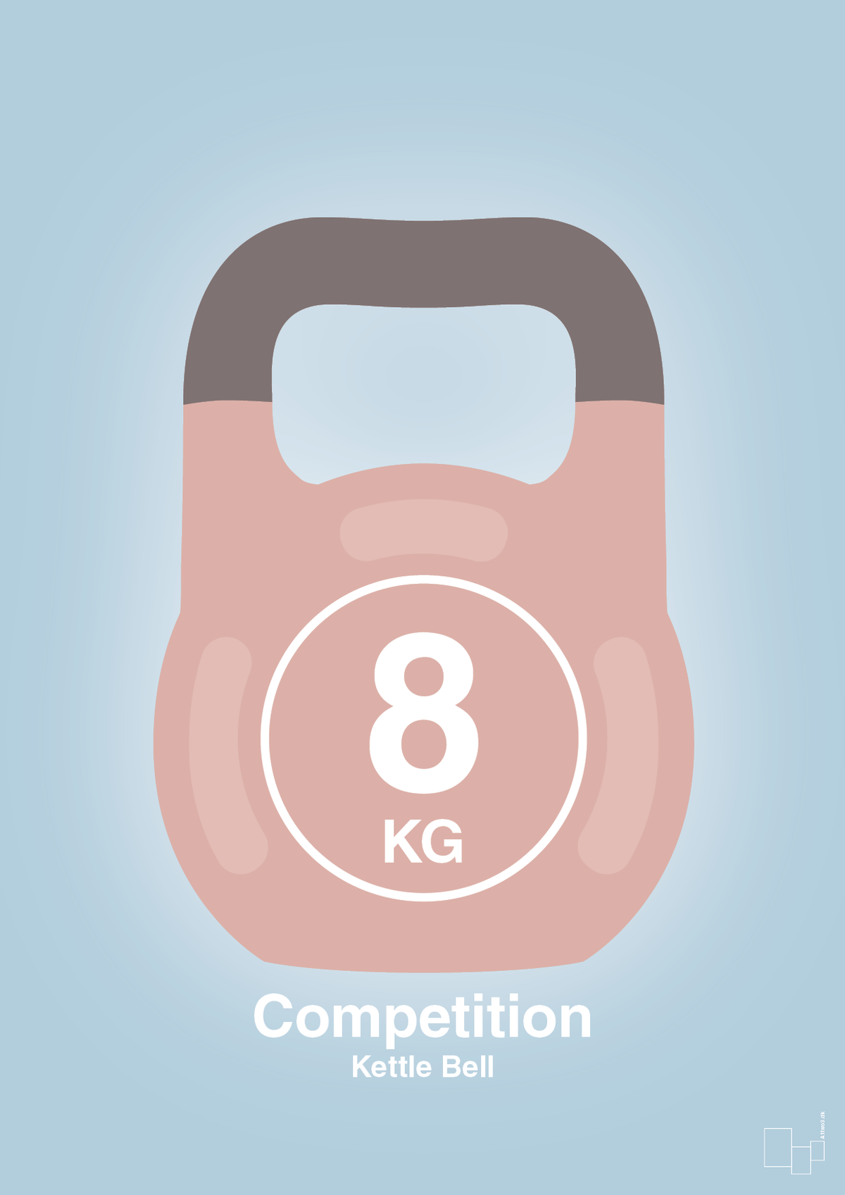 plakat: kettle bell 8 kg - competition color - heavenly blue-Fitness-A1two3