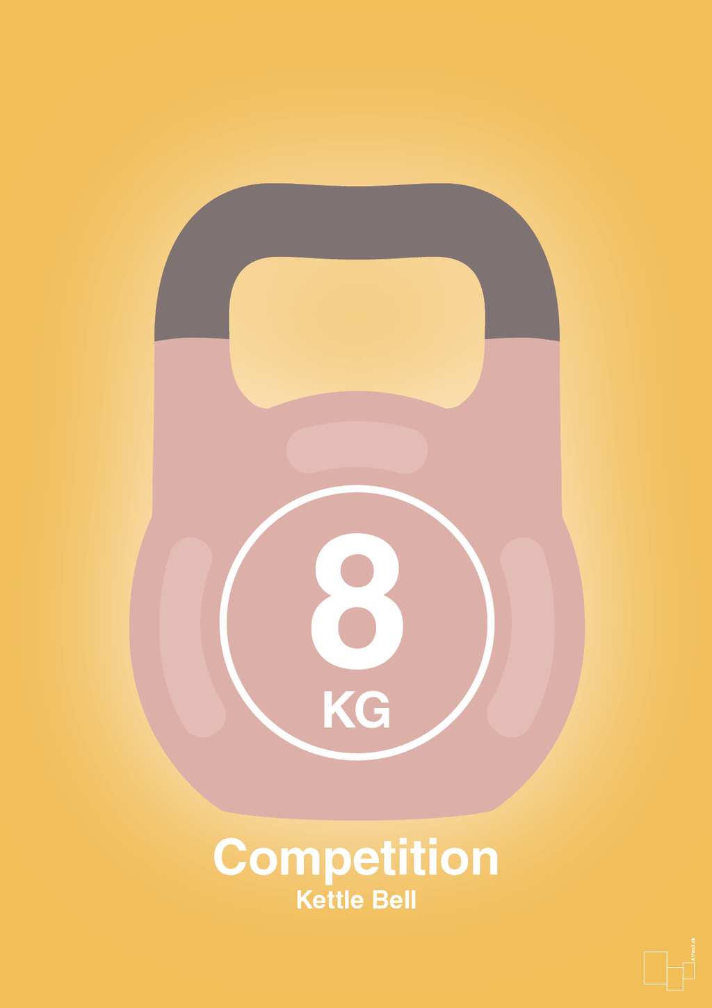 plakat: kettle bell 8 kg - competition color - honeycomb-Fitness-A1two3
