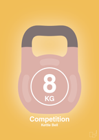 plakat: kettle bell 8 kg - competition color - honeycomb-Fitness-A1two3