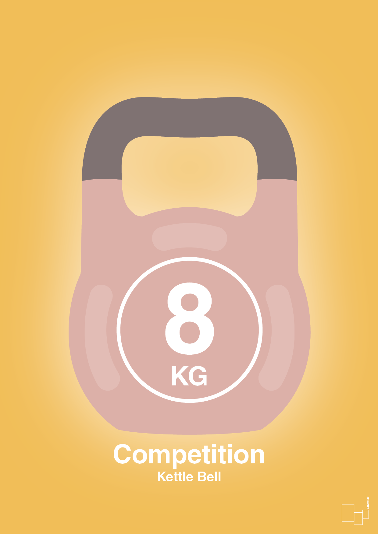plakat: kettle bell 8 kg - competition color - honeycomb-Fitness-A1two3