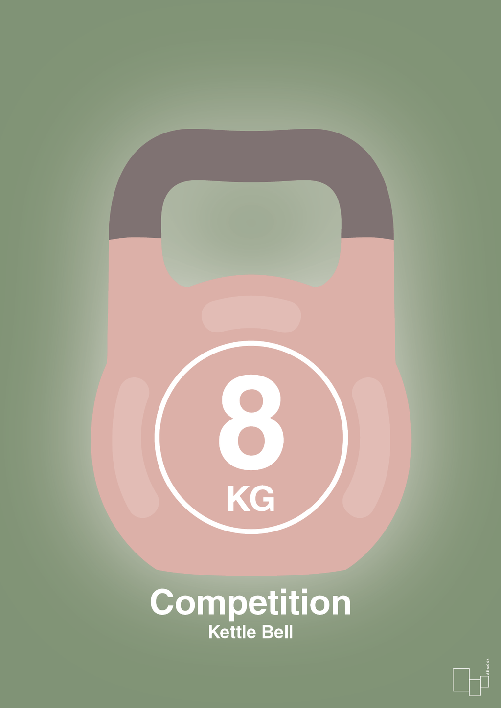 plakat: kettle bell 8 kg - competition color - jade-Fitness-A1two3