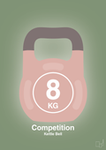 plakat: kettle bell 8 kg - competition color - jade-Fitness-A1two3