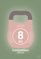 plakat: kettle bell 8 kg - competition color - jade-Fitness-A1two3