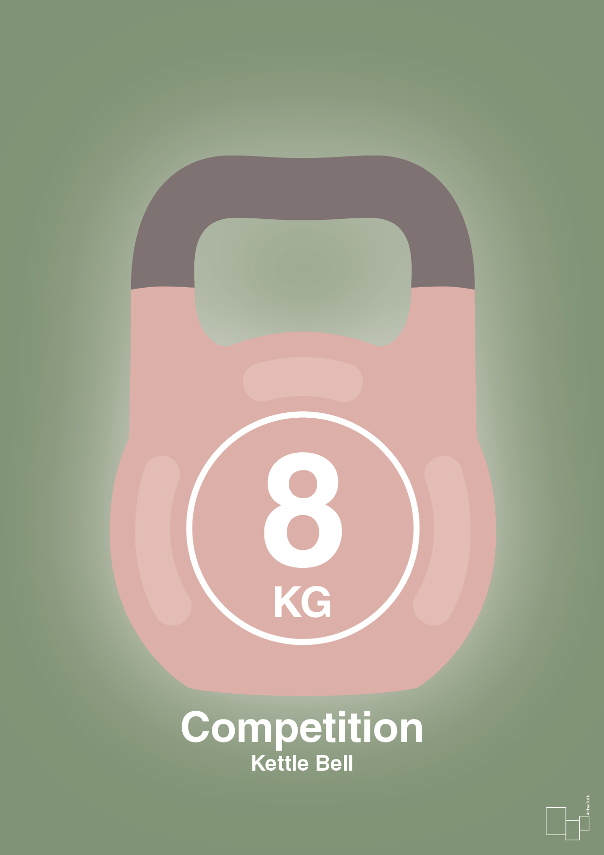 plakat: kettle bell 8 kg - competition color - jade-Fitness-A1two3