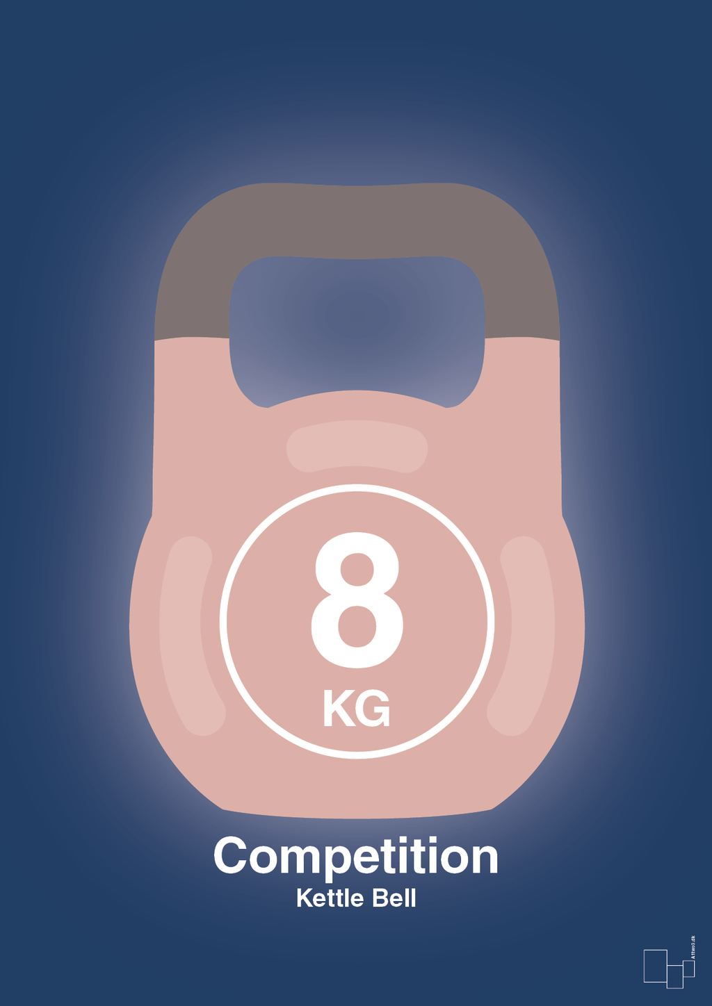 plakat: kettle bell 8 kg - competition color - lapis blue-Fitness-A1two3