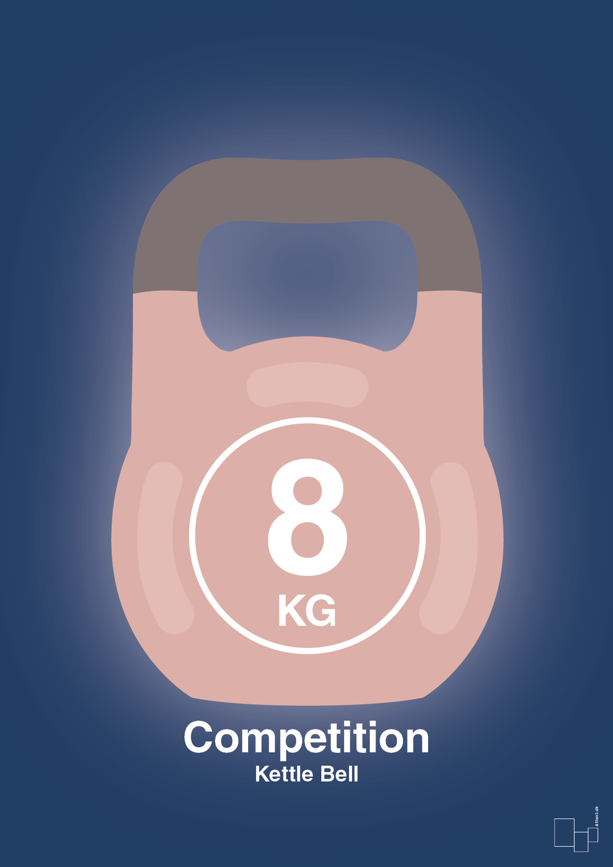 plakat: kettle bell 8 kg - competition color - lapis blue-Fitness-A1two3